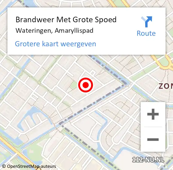 Locatie op kaart van de 112 melding: Brandweer Met Grote Spoed Naar Wateringen, Amaryllispad op 24 september 2023 07:41