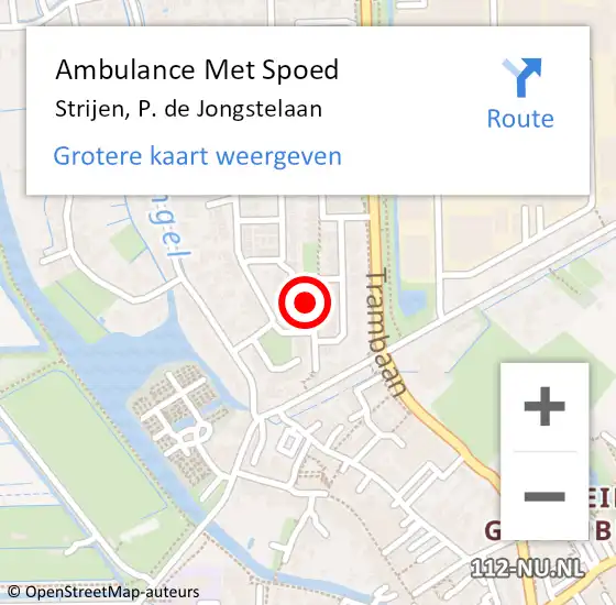 Locatie op kaart van de 112 melding: Ambulance Met Spoed Naar Strijen, P. de Jongstelaan op 24 september 2023 08:04