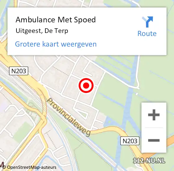 Locatie op kaart van de 112 melding: Ambulance Met Spoed Naar Uitgeest, De Terp op 24 september 2023 08:16