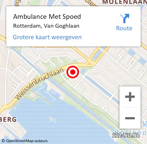 Locatie op kaart van de 112 melding: Ambulance Met Spoed Naar Rotterdam, Van Goghlaan op 24 september 2023 08:39