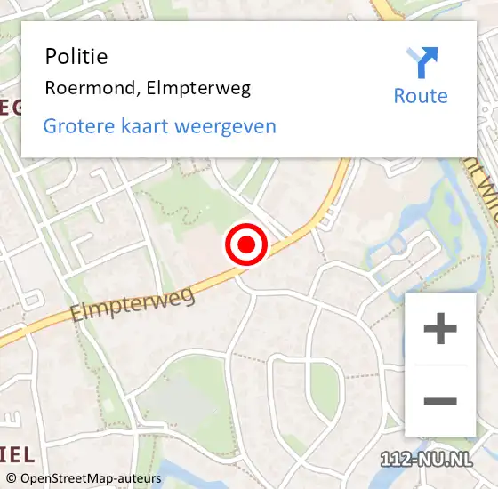 Locatie op kaart van de 112 melding: Politie Roermond, Elmpterweg op 24 september 2023 09:30