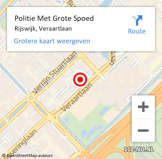 Locatie op kaart van de 112 melding: Politie Met Grote Spoed Naar Rijswijk, Veraartlaan op 24 september 2023 10:01