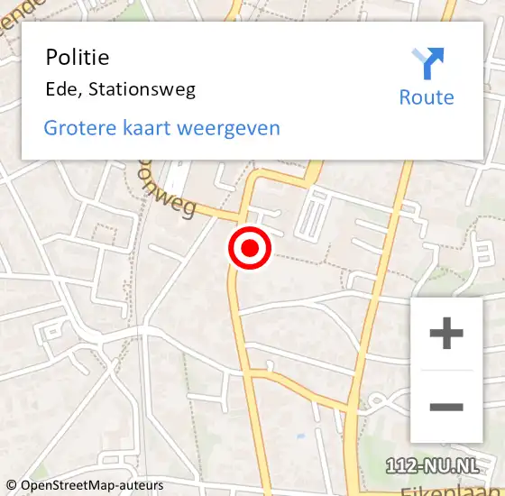 Locatie op kaart van de 112 melding: Politie Ede, Stationsweg op 24 september 2023 10:50