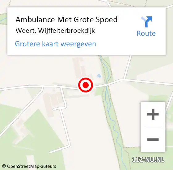 Locatie op kaart van de 112 melding: Ambulance Met Grote Spoed Naar Weert, Wijffelterbroekdijk op 24 september 2023 10:51