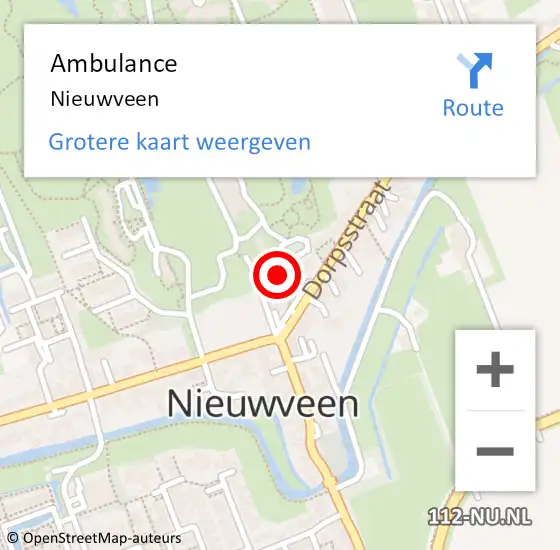 Locatie op kaart van de 112 melding: Ambulance Nieuwveen op 24 september 2023 11:06