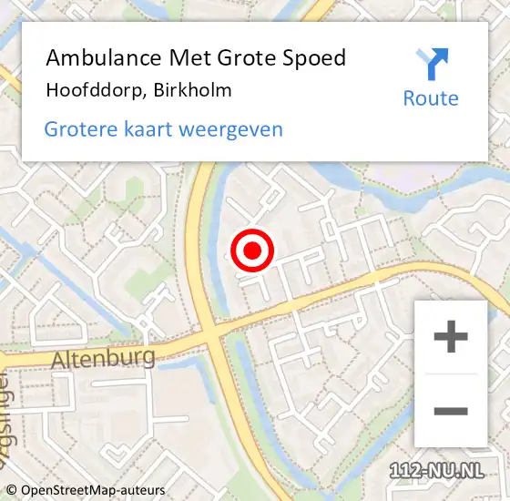 Locatie op kaart van de 112 melding: Ambulance Met Grote Spoed Naar Hoofddorp, Birkholm op 24 september 2023 11:12