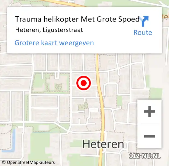 Locatie op kaart van de 112 melding: Trauma helikopter Met Grote Spoed Naar Heteren, Ligusterstraat op 24 september 2023 11:21