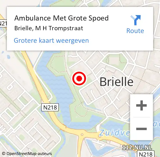 Locatie op kaart van de 112 melding: Ambulance Met Grote Spoed Naar Brielle, M H Trompstraat op 24 september 2023 11:24