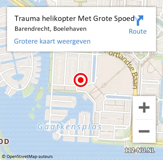 Locatie op kaart van de 112 melding: Trauma helikopter Met Grote Spoed Naar Barendrecht, Boelehaven op 24 september 2023 11:29