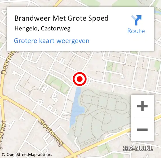 Locatie op kaart van de 112 melding: Brandweer Met Grote Spoed Naar Hengelo, Castorweg op 24 september 2023 11:29