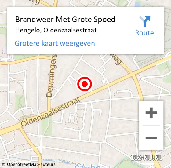 Locatie op kaart van de 112 melding: Brandweer Met Grote Spoed Naar Hengelo, Oldenzaalsestraat op 24 september 2023 11:32