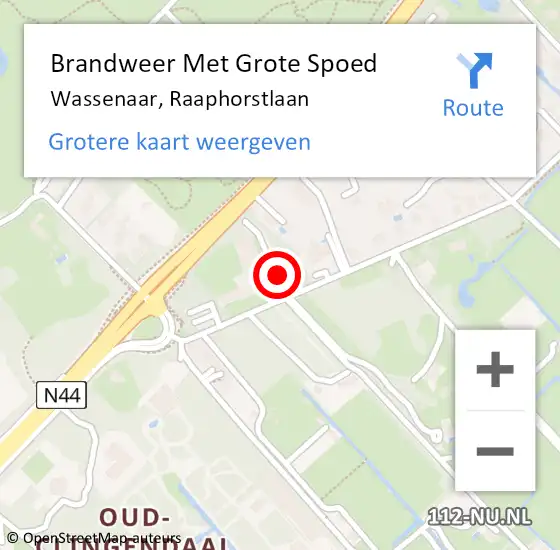 Locatie op kaart van de 112 melding: Brandweer Met Grote Spoed Naar Wassenaar, Raaphorstlaan op 24 september 2023 11:38