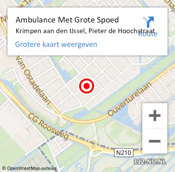 Locatie op kaart van de 112 melding: Ambulance Met Grote Spoed Naar Krimpen aan den IJssel, Pieter de Hoochstraat op 24 september 2023 12:28