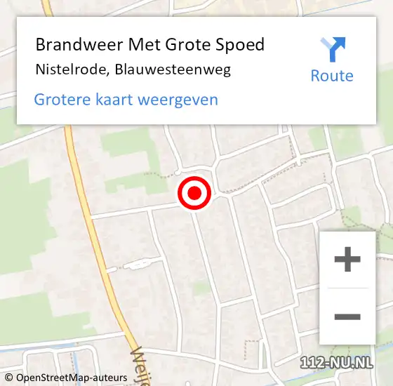 Locatie op kaart van de 112 melding: Brandweer Met Grote Spoed Naar Nistelrode, Blauwesteenweg op 24 september 2023 12:38