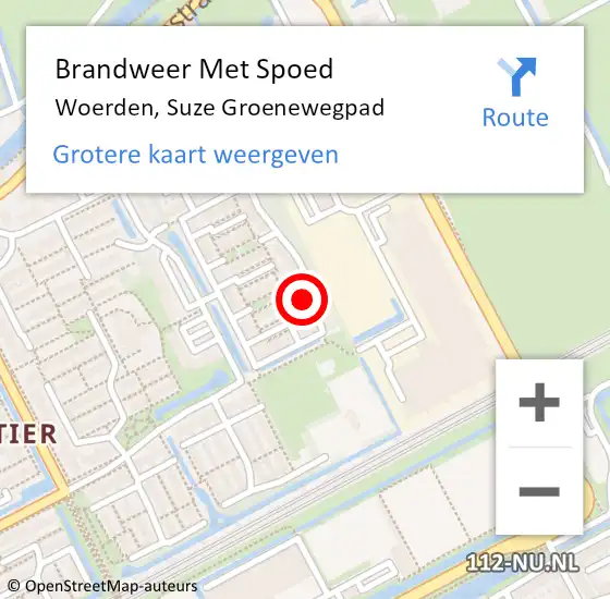 Locatie op kaart van de 112 melding: Brandweer Met Spoed Naar Woerden, Suze Groenewegpad op 24 september 2023 12:43