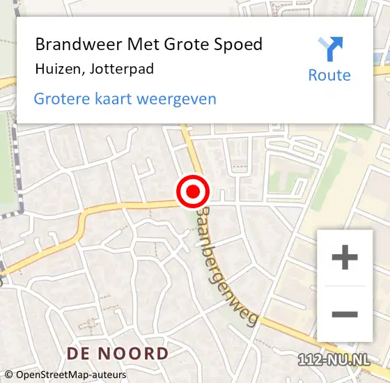 Locatie op kaart van de 112 melding: Brandweer Met Grote Spoed Naar Huizen, Jotterpad op 24 september 2023 12:45