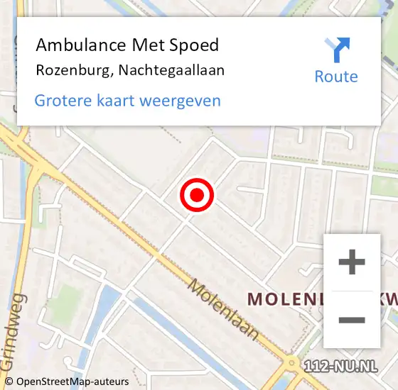 Locatie op kaart van de 112 melding: Ambulance Met Spoed Naar Rozenburg, Nachtegaallaan op 24 september 2023 12:51