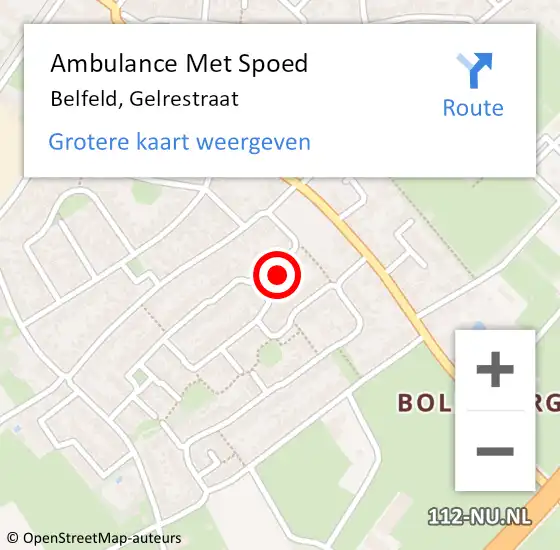 Locatie op kaart van de 112 melding: Ambulance Met Spoed Naar Belfeld, Gelrestraat op 24 september 2023 13:36