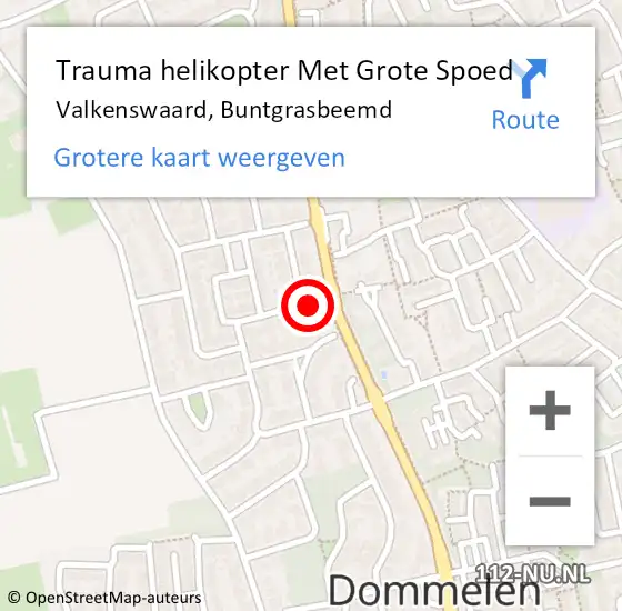 Locatie op kaart van de 112 melding: Trauma helikopter Met Grote Spoed Naar Valkenswaard, Buntgrasbeemd op 24 september 2023 13:38