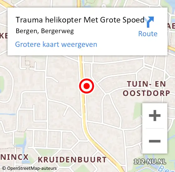 Locatie op kaart van de 112 melding: Trauma helikopter Met Grote Spoed Naar Bergen, Bergerweg op 24 september 2023 13:42