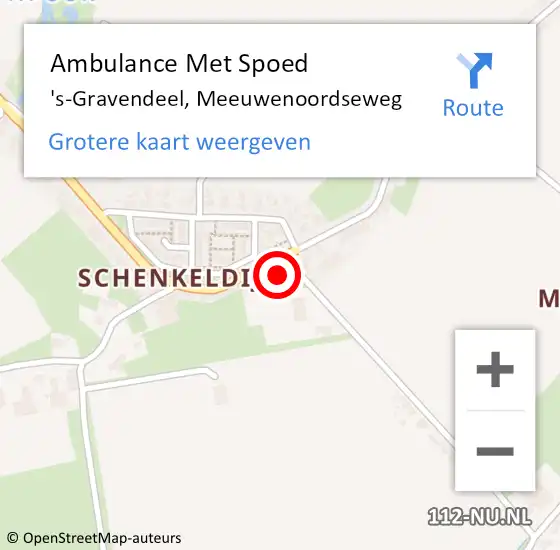 Locatie op kaart van de 112 melding: Ambulance Met Spoed Naar 's-Gravendeel, Meeuwenoordseweg op 24 september 2023 13:43