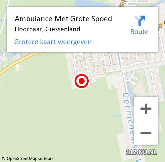 Locatie op kaart van de 112 melding: Ambulance Met Grote Spoed Naar Hoornaar, Giessenland op 24 september 2023 13:45