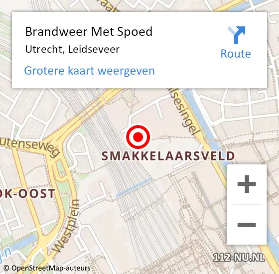 Locatie op kaart van de 112 melding: Brandweer Met Spoed Naar Utrecht, Leidseveer op 24 september 2023 14:06