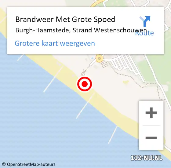 Locatie op kaart van de 112 melding: Brandweer Met Grote Spoed Naar Burgh-Haamstede, Strand Westenschouwen op 24 september 2023 14:23