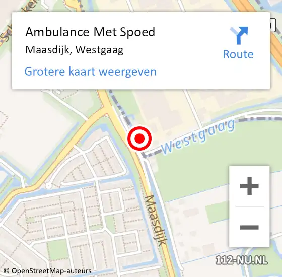 Locatie op kaart van de 112 melding: Ambulance Met Spoed Naar Maasdijk, Westgaag op 24 september 2023 14:23