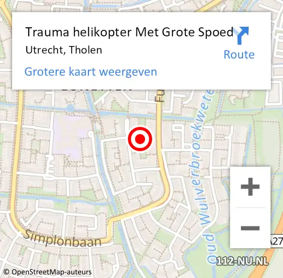 Locatie op kaart van de 112 melding: Trauma helikopter Met Grote Spoed Naar Utrecht, Tholen op 24 september 2023 14:27