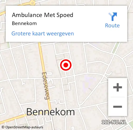 Locatie op kaart van de 112 melding: Ambulance Met Spoed Naar Bennekom op 24 september 2023 14:28