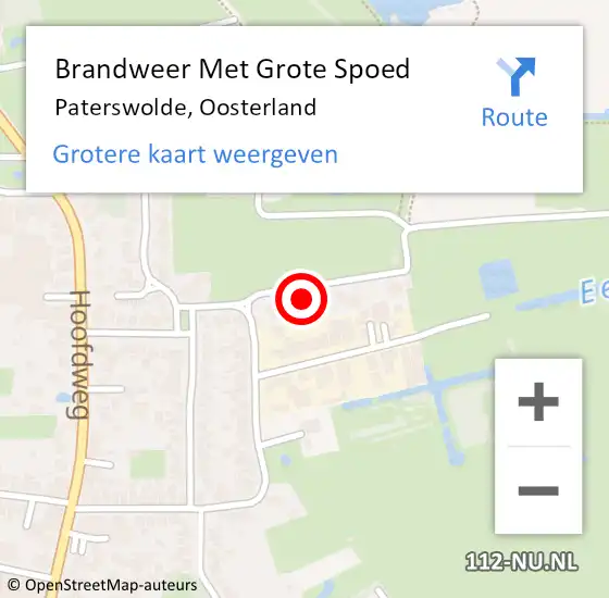 Locatie op kaart van de 112 melding: Brandweer Met Grote Spoed Naar Paterswolde, Oosterland op 24 september 2023 14:28