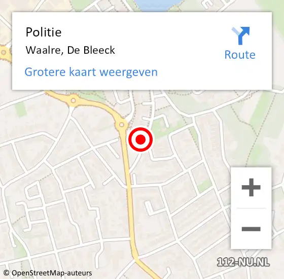 Locatie op kaart van de 112 melding: Politie Waalre, De Bleeck op 24 september 2023 14:31