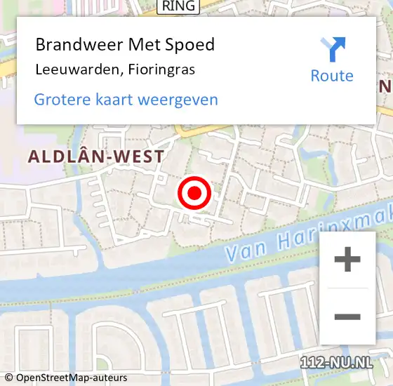 Locatie op kaart van de 112 melding: Brandweer Met Spoed Naar Leeuwarden, Fioringras op 24 september 2023 14:45