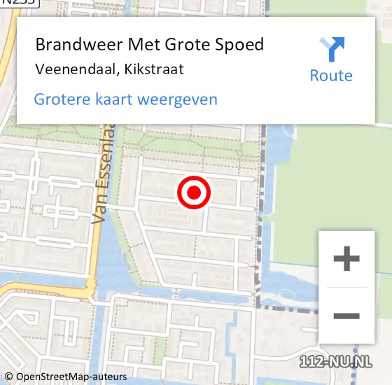 Locatie op kaart van de 112 melding: Brandweer Met Grote Spoed Naar Veenendaal, Kikstraat op 24 september 2023 15:10