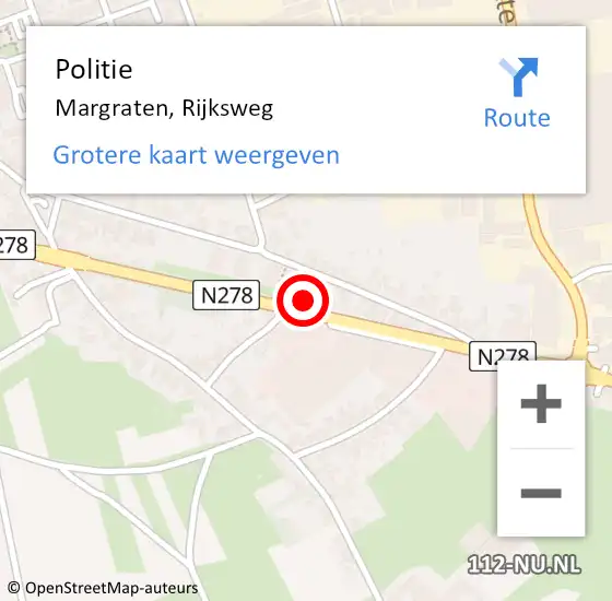 Locatie op kaart van de 112 melding: Politie Margraten, Rijksweg op 24 september 2023 15:14