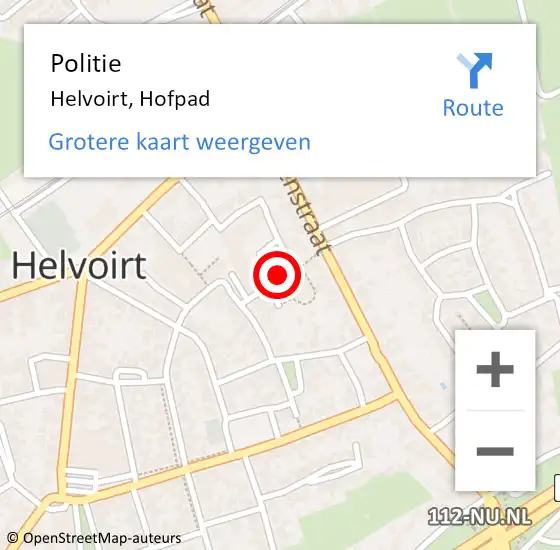 Locatie op kaart van de 112 melding: Politie Helvoirt, Hofpad op 24 september 2023 15:22