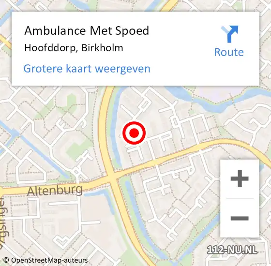 Locatie op kaart van de 112 melding: Ambulance Met Spoed Naar Hoofddorp, Birkholm op 24 september 2023 15:31