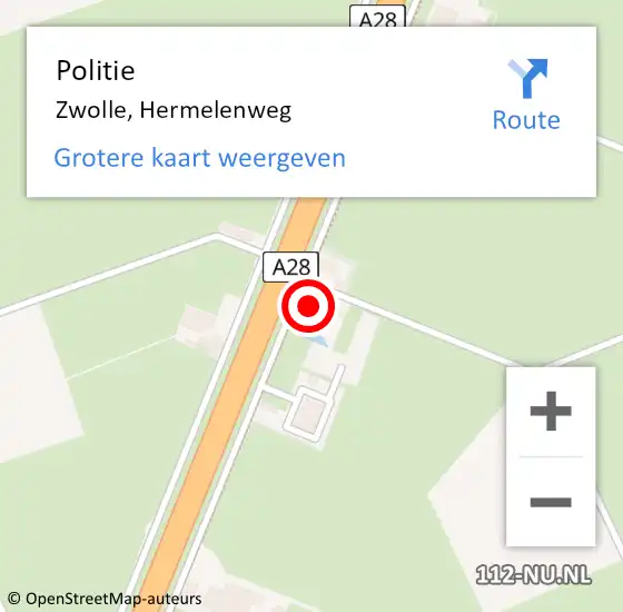 Locatie op kaart van de 112 melding: Politie Zwolle, Hermelenweg op 24 september 2023 15:50