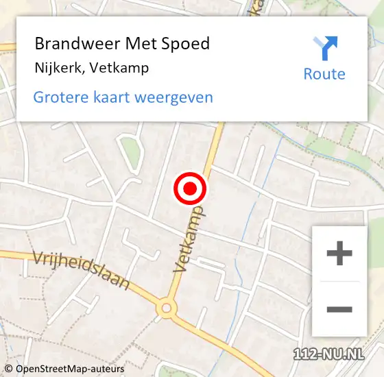 Locatie op kaart van de 112 melding: Brandweer Met Spoed Naar Nijkerk, Vetkamp op 24 september 2023 15:57