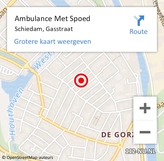 Locatie op kaart van de 112 melding: Ambulance Met Spoed Naar Schiedam, Gasstraat op 24 september 2023 16:23