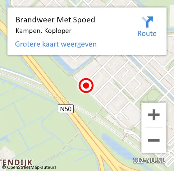 Locatie op kaart van de 112 melding: Brandweer Met Spoed Naar Kampen, Koploper op 24 september 2023 16:24