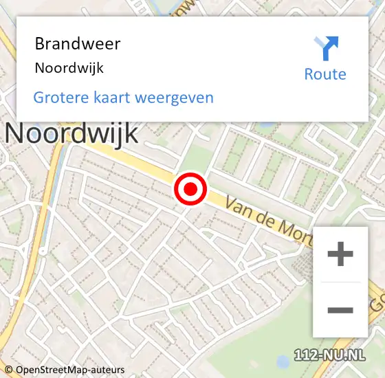 Locatie op kaart van de 112 melding: Brandweer Noordwijk op 24 september 2023 16:31