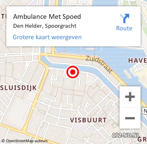 Locatie op kaart van de 112 melding: Ambulance Met Spoed Naar Den Helder, Spoorgracht op 24 september 2023 16:31