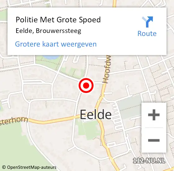 Locatie op kaart van de 112 melding: Politie Met Grote Spoed Naar Eelde, Brouwerssteeg op 24 september 2023 16:41