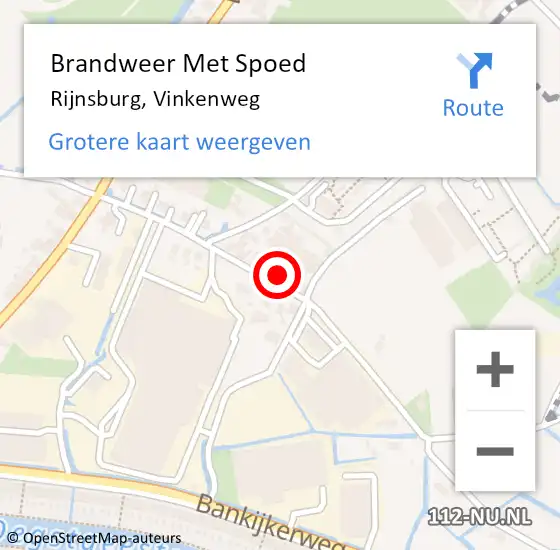 Locatie op kaart van de 112 melding: Brandweer Met Spoed Naar Rijnsburg, Vinkenweg op 24 september 2023 16:51