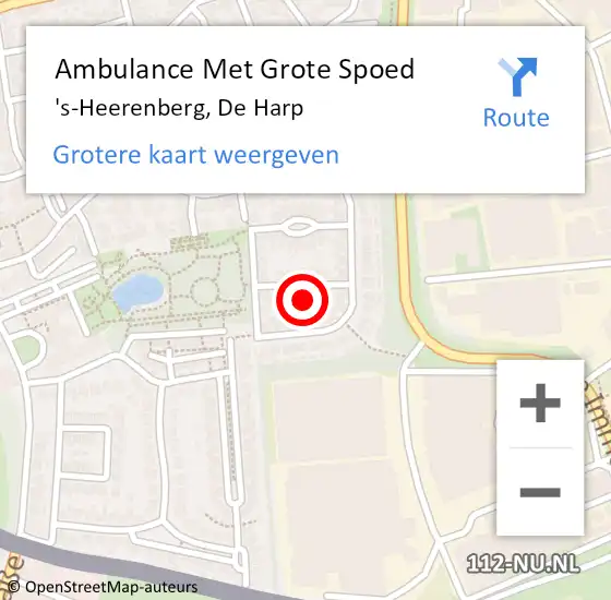 Locatie op kaart van de 112 melding: Ambulance Met Grote Spoed Naar 's-Heerenberg, De Harp op 9 september 2014 10:57