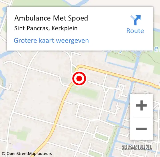 Locatie op kaart van de 112 melding: Ambulance Met Spoed Naar Sint Pancras, Kerkplein op 24 september 2023 17:02