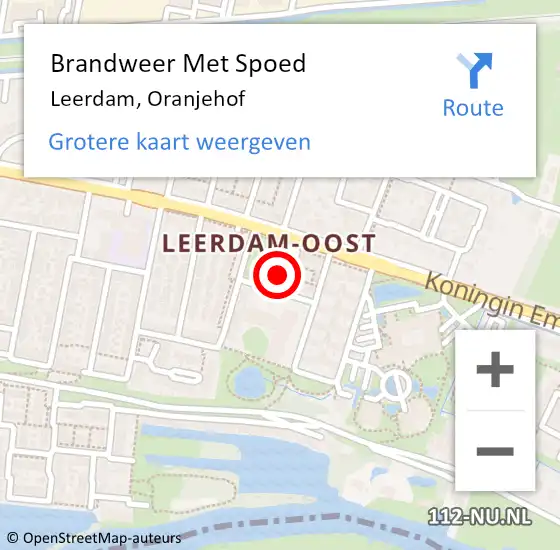 Locatie op kaart van de 112 melding: Brandweer Met Spoed Naar Leerdam, Oranjehof op 24 september 2023 17:02