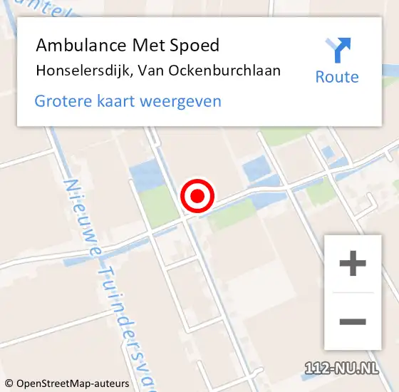 Locatie op kaart van de 112 melding: Ambulance Met Spoed Naar Honselersdijk, Van Ockenburchlaan op 24 september 2023 17:02